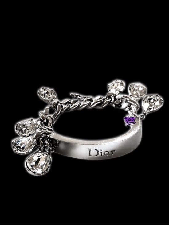 Dior Jewelry - Dior Vintage By Galliano Y2K Crystal Charm Embellished Logo ID Gambler Bracelet